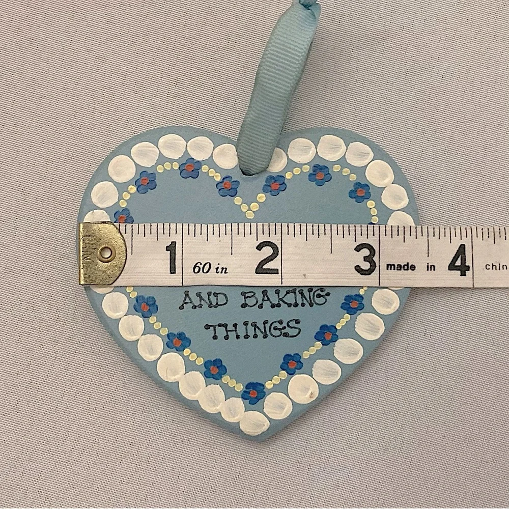 💘 Vintage Hand-painted Floral Wooden Heart Grandma Gift Christmas Ornament